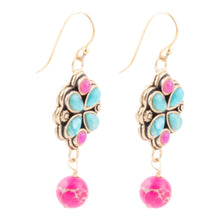 Load image into Gallery viewer, Legacy Pink Agate Golden Drop Earrings