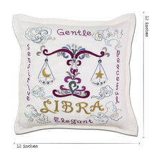 Load image into Gallery viewer, Libra Astrology Hand-Embroidered Pillow by Cat Studio