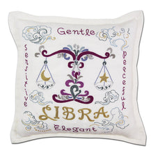 Load image into Gallery viewer, Libra Astrology Hand-Embroidered Pillow by Cat Studio