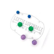 Load image into Gallery viewer, Lilac Green &amp; Sapphire Tiny Earrings Set