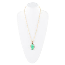 Load image into Gallery viewer, Lime Green Turquoise Boulder Golden Pendant Necklace