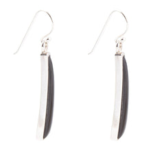 Load image into Gallery viewer, Line Black Onyx Sterling Silver Drop Earrings