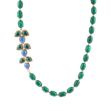 Load image into Gallery viewer, Linked Blue Lapis and Green Malachite Golden Necklace