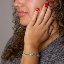 Load image into Gallery viewer, Linked Blue Turquoise and Sterling Silver Bracelet