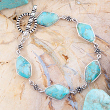 Load image into Gallery viewer, Linked Blue Turquoise and Sterling Silver Bracelet
