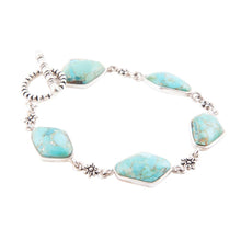 Load image into Gallery viewer, Linked Blue Turquoise and Sterling Silver Bracelet