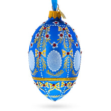 Load image into Gallery viewer, 1908 Alexander Palace Royal on Blue Egg Glass Ornament 4 Inches