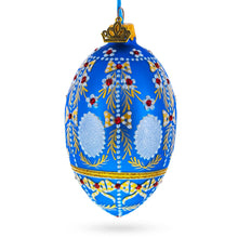 Load image into Gallery viewer, 1908 Alexander Palace Royal on Blue Egg Glass Ornament 4 Inches
