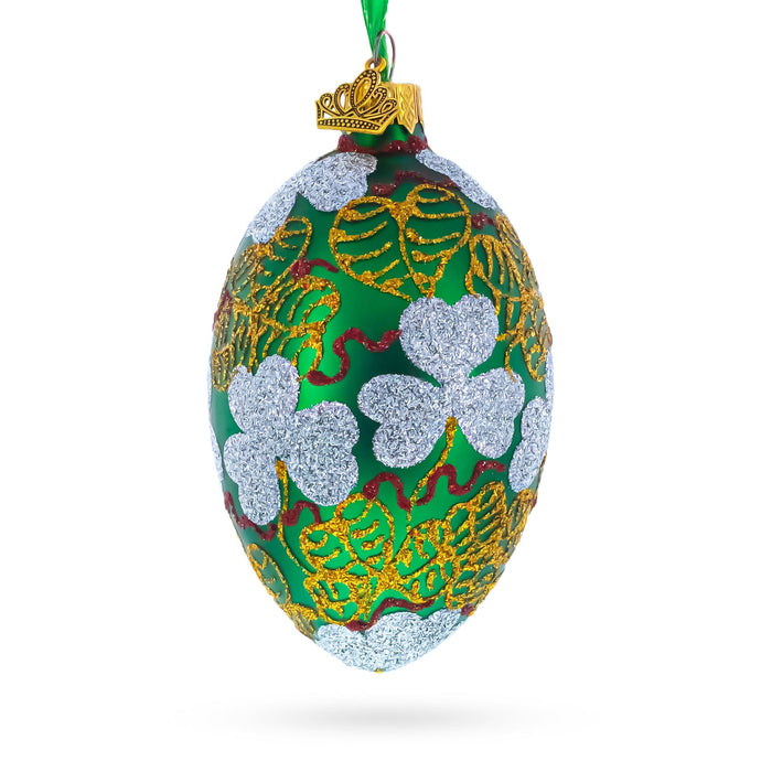 1902 Clover Leaf Royal Egg Glass Christmas Ornament 4 Inches