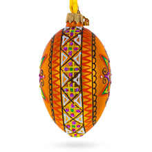 Load image into Gallery viewer, Gold Geometric Ukrainian Egg Glass Christmas Ornament 4 Inches