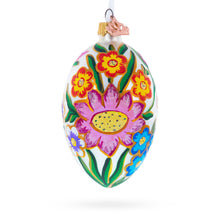 Load image into Gallery viewer, Colorful Flowers Glass Egg Ornament 4 Inches