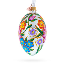 Load image into Gallery viewer, Colorful Flowers Glass Egg Ornament 4 Inches