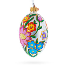 Load image into Gallery viewer, Colorful Flowers Glass Egg Ornament 4 Inches