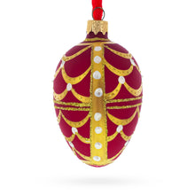 Load image into Gallery viewer, Gold Arches On Red Egg Glass Ornament 4 Inches
