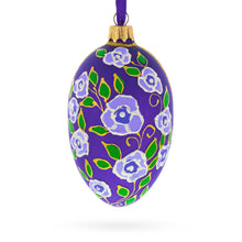 Load image into Gallery viewer, Purple Garden Flowers Egg Glass Ornament 4 Inches
