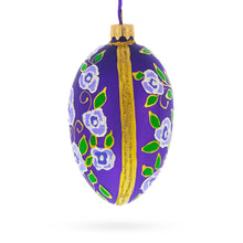 Load image into Gallery viewer, Purple Garden Flowers Egg Glass Ornament 4 Inches