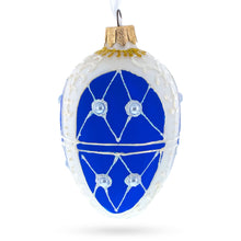 Load image into Gallery viewer, Blue On White Royal Egg Glass Ornament 4 Inches