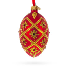 Load image into Gallery viewer, Gold Stars on Red Glass Egg Ornament 4 Inches