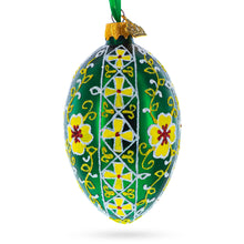 Load image into Gallery viewer, Gold Crosses on Green Ukrainian Glass Egg Ornament 4 Inches