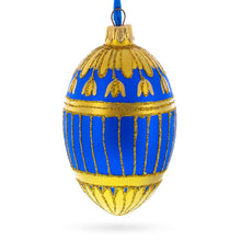 Load image into Gallery viewer, 1885 Blue Enamel Ribbed Royal Egg Glass Ornament 4 Inches