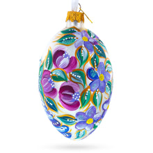 Load image into Gallery viewer, Blye Songbird with Blossoms Glass Egg Ornament 4 Inches