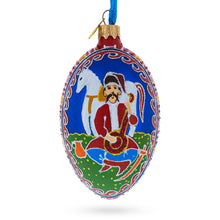 Load image into Gallery viewer, Kozak with Kobza Ukrainian Glass Egg Ornament 4 Inches