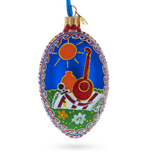 Load image into Gallery viewer, Kozak with Kobza Ukrainian Glass Egg Ornament 4 Inches