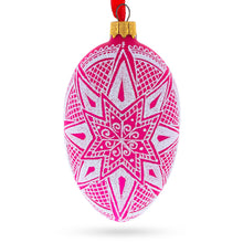 Load image into Gallery viewer, White Star Ukrainian Glass Egg Ornament 4 Inches