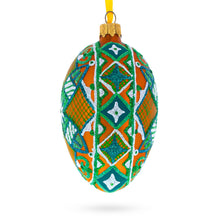 Load image into Gallery viewer, The Green Star Ukrainian Pysanka Glass Egg Ornament 4 Inches