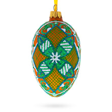 Load image into Gallery viewer, The Green Star Ukrainian Pysanka Glass Egg Ornament 4 Inches