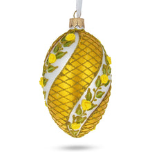 Load image into Gallery viewer, Yellow Flowers Glass Egg Christmas Ornament 4 Inches