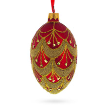 Load image into Gallery viewer, White Trellis On Red Egg Glass Ornament 4 Inches