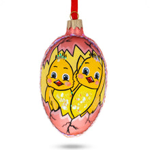 Load image into Gallery viewer, Two Chicks Egg Glass Ornament 4 Inches