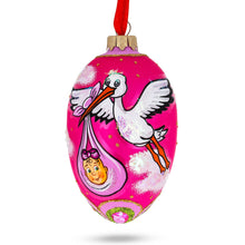 Load image into Gallery viewer, Newborn Baby Girl Egg Glass Ornament 4 Inches