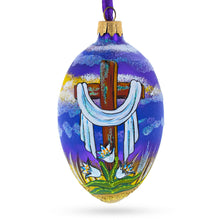 Load image into Gallery viewer, The Rising Cross Egg Glass Ornament 4 Inches