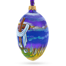 Load image into Gallery viewer, The Rising Cross Egg Glass Ornament 4 Inches