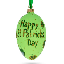 Load image into Gallery viewer, Happy St Patrick's Day Egg Glass Ornament 4 Inches