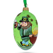 Load image into Gallery viewer, Happy St Patrick's Day Egg Glass Ornament 4 Inches