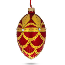 Load image into Gallery viewer, Gold Trellis on Red Egg Glass Ornament 4 Inches