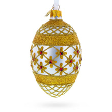 Load image into Gallery viewer, Gold Stars On Trellis Egg Glass Ornament 4 Inches