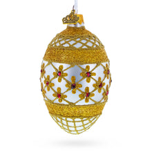 Load image into Gallery viewer, Gold Stars On Trellis Egg Glass Ornament 4 Inches
