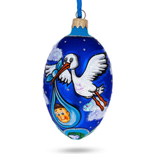 Load image into Gallery viewer, Newborn Baby Boy Egg Glass Ornament 4 Inches