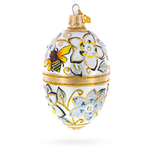 Load image into Gallery viewer, Bee On Flowers Glass Egg Ornament 4 Inches