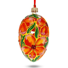 Load image into Gallery viewer, Red Flowers Bouquet Glass Egg Ornament 4 Inches