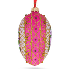 Load image into Gallery viewer, Romantic Doves in Floral Glass Egg Ornament 4 Inches