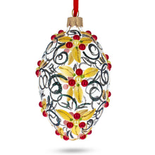 Load image into Gallery viewer, Red Berries On Clear Glass Egg Ornament 4 Inches