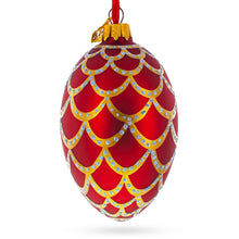 Load image into Gallery viewer, 1900 Pine Cone In Red Royal Egg Glass Ornament 4 Inches