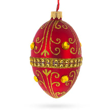Load image into Gallery viewer, Jeweled Red Glass Egg Ornament 4 Inches