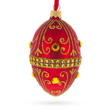 Load image into Gallery viewer, Jeweled Red Glass Egg Ornament 4 Inches