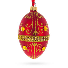 Load image into Gallery viewer, Jeweled Red Glass Egg Ornament 4 Inches